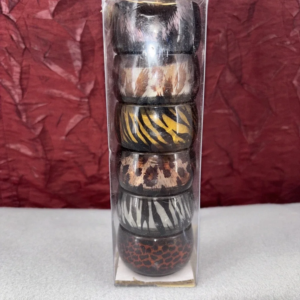 Berkeley Designs Glass Animal Print Tea Lite Candles Holders Set of 6 New In Box